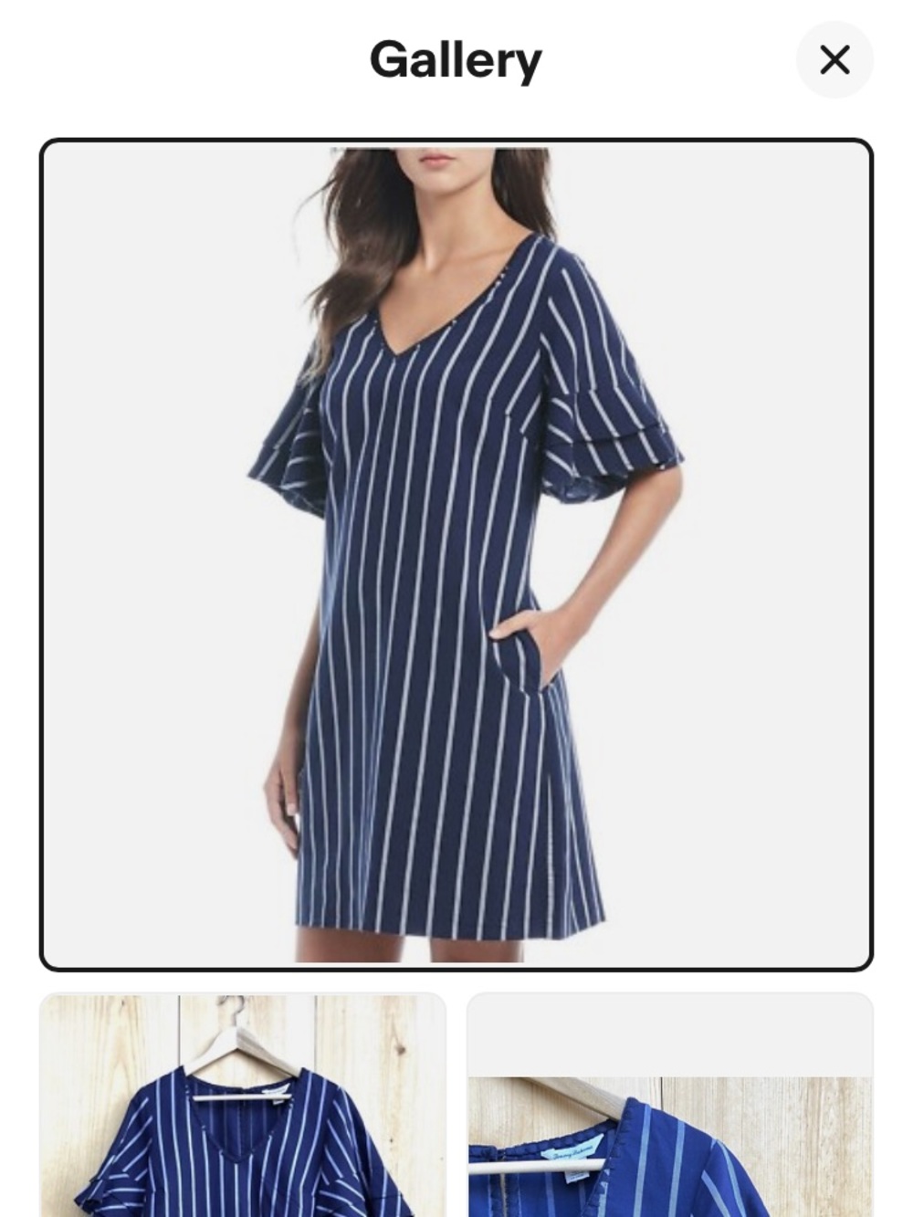 Tommy Bahama Navy Vertical Stripe V-Neck Shift Dress